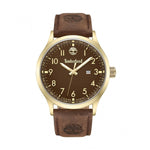TIMBERLAND Mod. TRUMBULL gent's wristwatch with gold case and brown leather strap, quartz movement, water resistant up to 5 ATM.