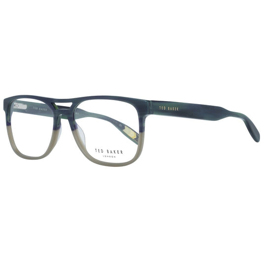 Ted Baker Green Men Glasses Frame in full-rim plastic with spring hinge, aviator style, size 56-16-145, includes branded case.