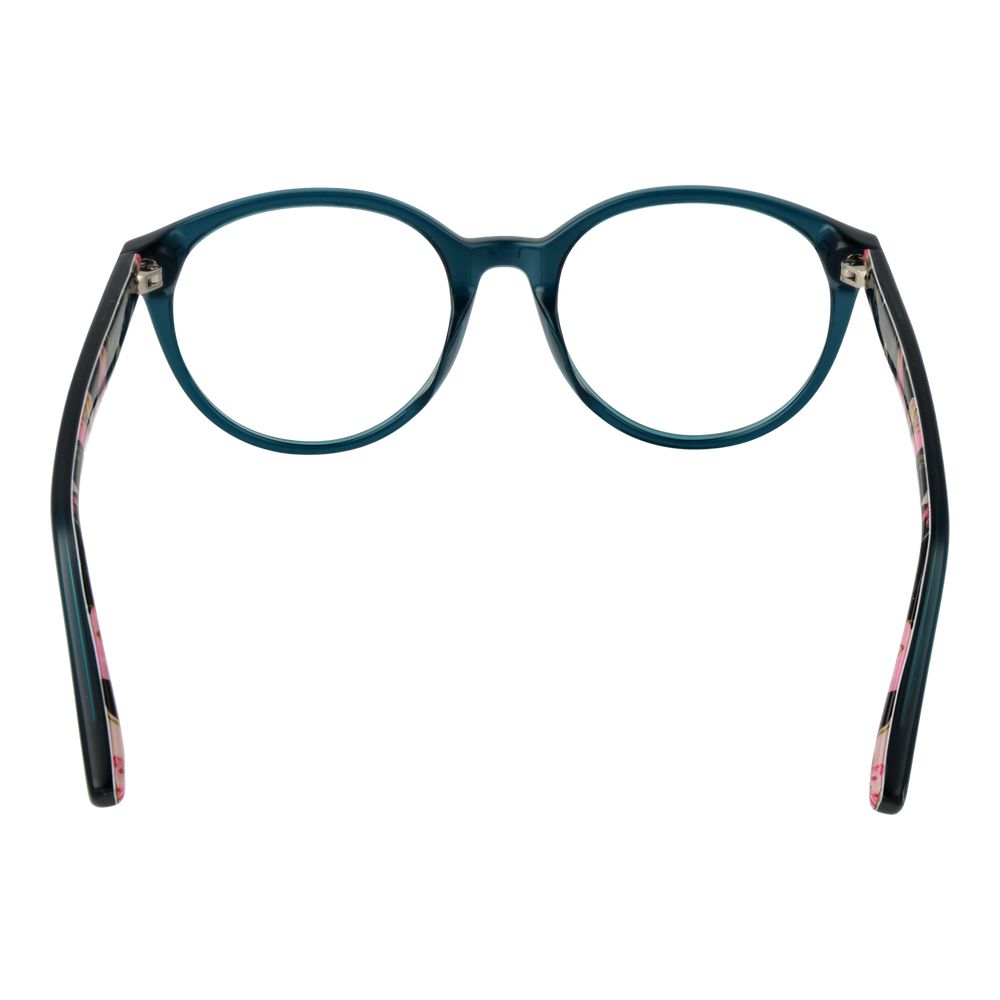 Ted Baker Green Plastic Glasses (Frames) full-rim round design for women, featuring green plastic frame with demo lenses, size 51-18-135 mm.
