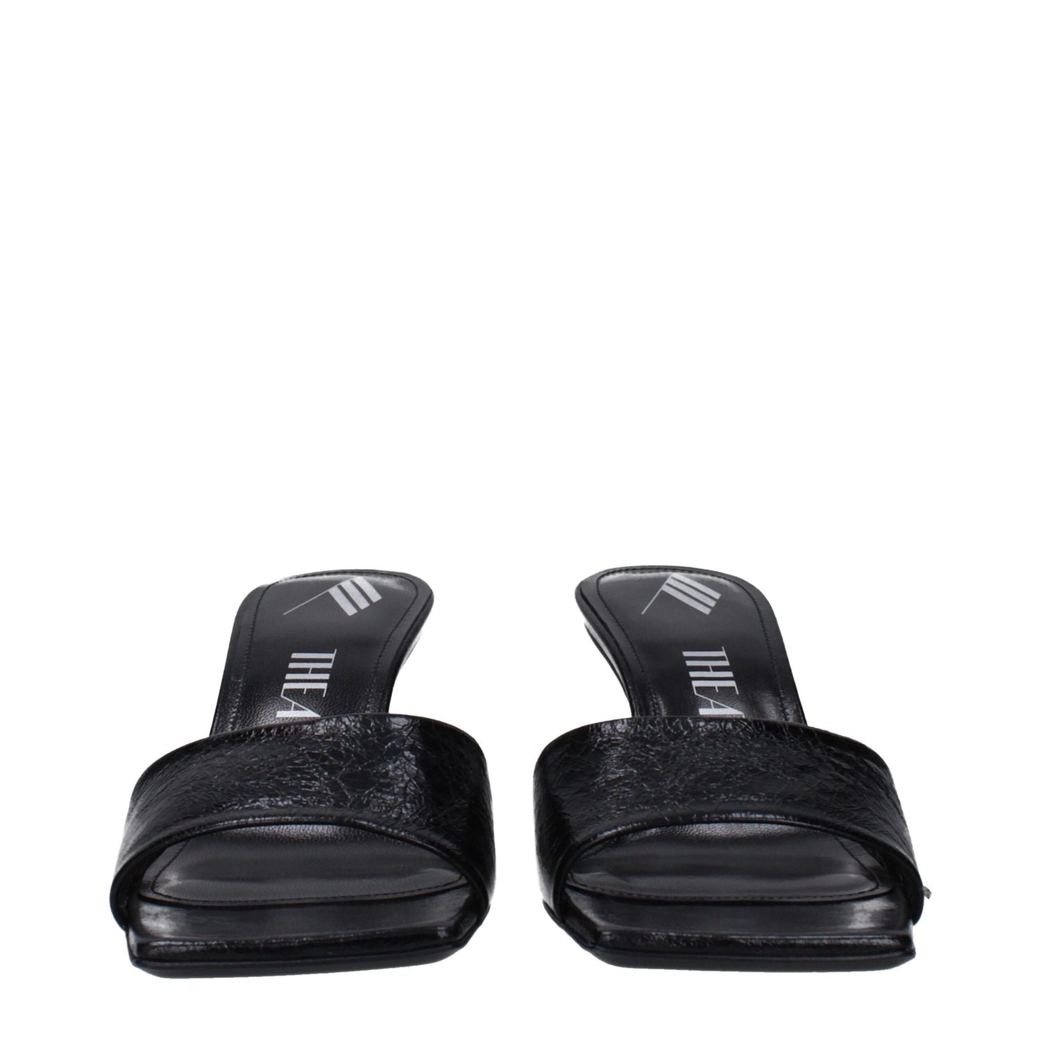 The Attico Black Leather Sandals