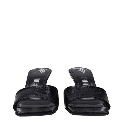 The Attico Black Leather Sandals