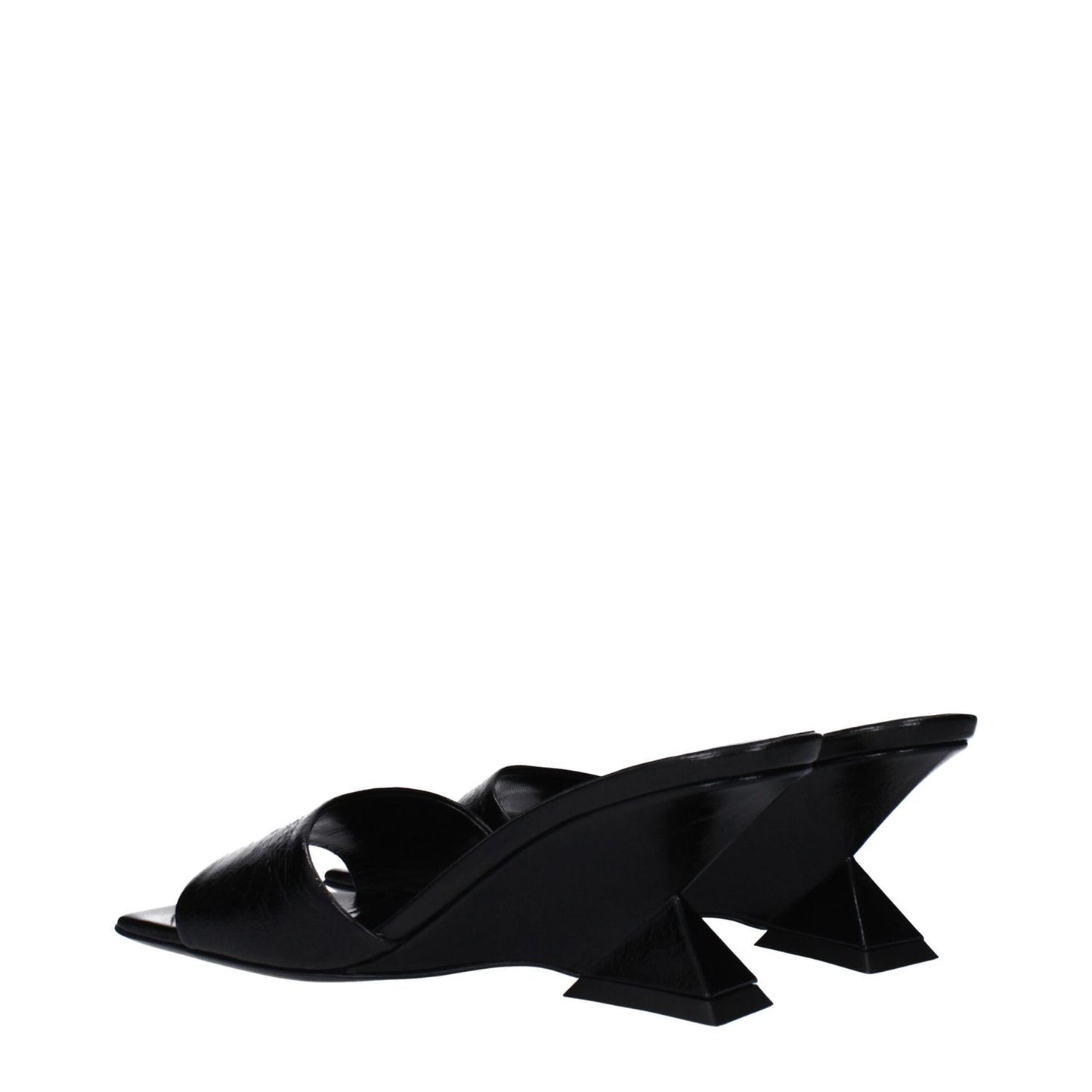 The Attico Black Leather Sandals