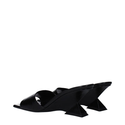 The Attico Black Leather Sandals