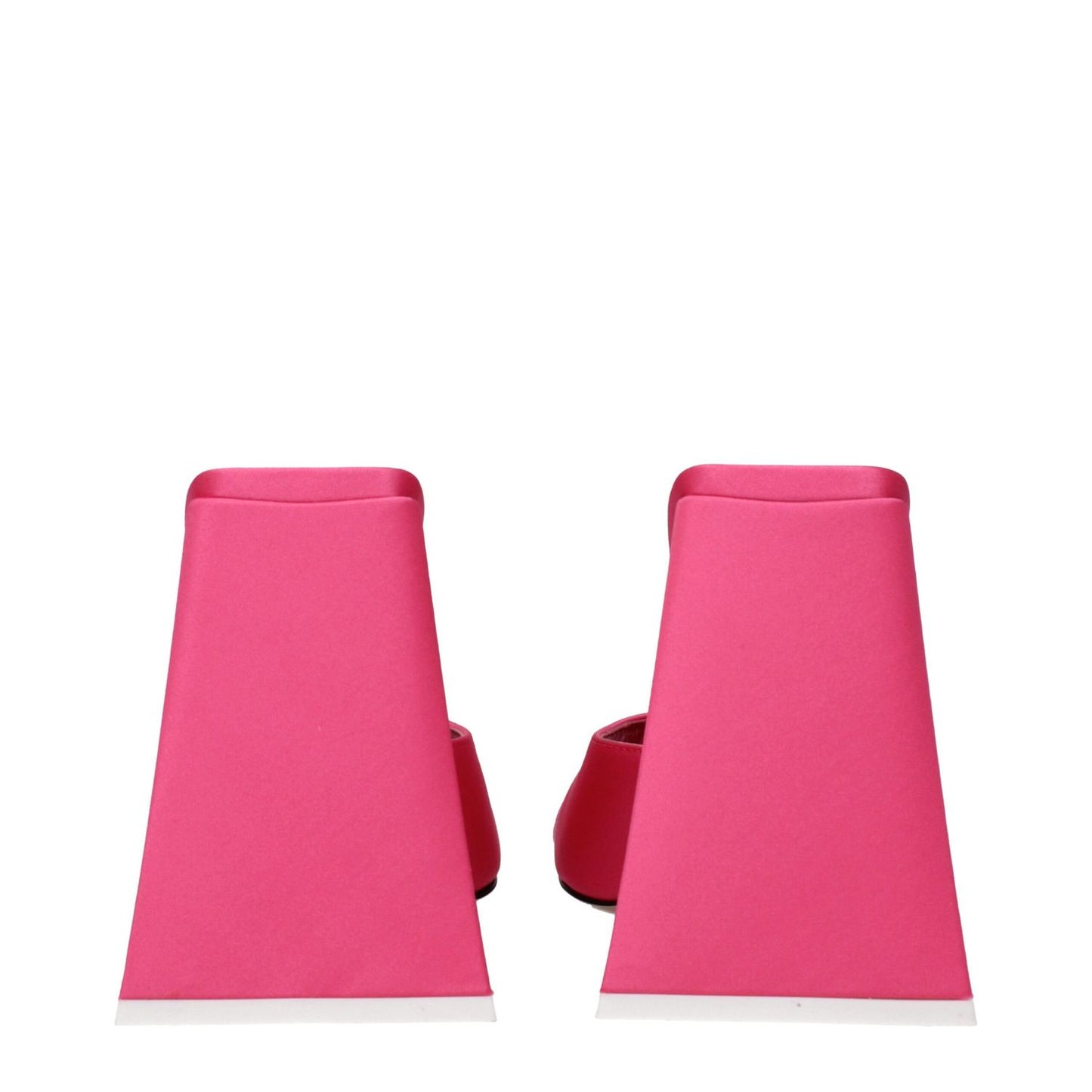 Back view of The Attico Pink Fabric Platform Sandals with high leather heel and open toe design.