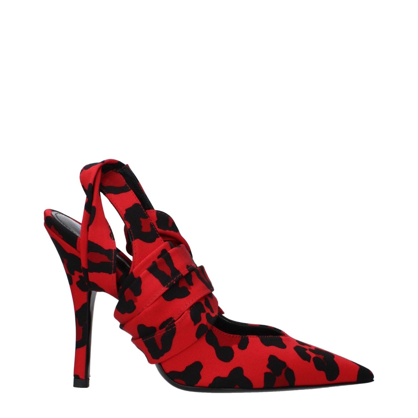 The Attico Red Fabric High Heel Pumps with lace-up closure and leather sole, featuring a pointy toe and 12 cm heel.