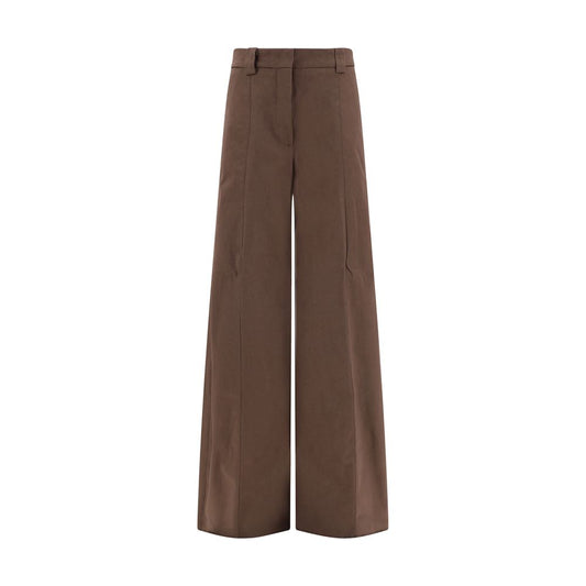 The Latest Brown Cotton Casual Pants with a wide leg design and high-waisted fit for a comfortable and elegant silhouette.