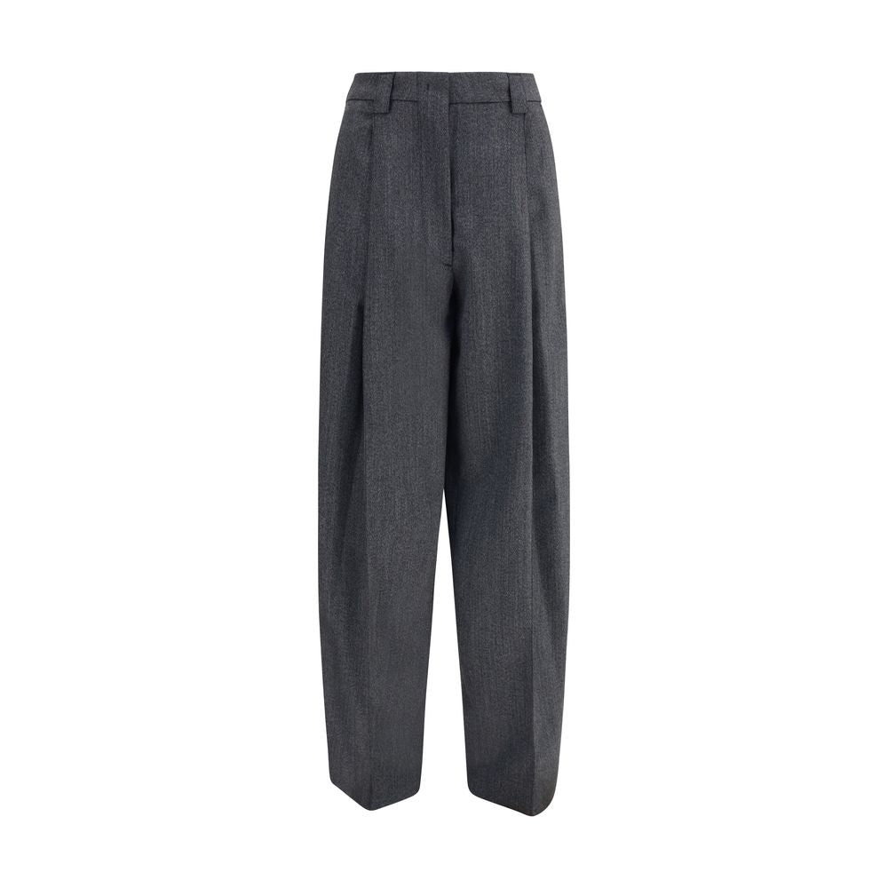 The Latest Gray Polyester Casual Pants with balloon-leg silhouette and high waist, featuring side and back pockets, new AW25 fashion.