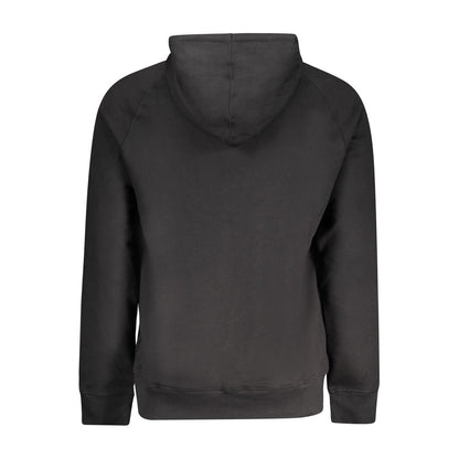 Timberland Black Cotton Men Sweater with Central Pockets and Zip, back view showcasing sleek design.