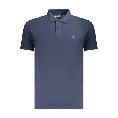 Timberland Blue Cotton Men Polo Shirt with iconic logo embroidery, made from 100% organic cotton for comfort and style.