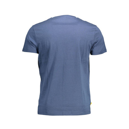 Back view of Timberland Blue Organic Cotton Men T-Shirt showcasing simple design and durable material.