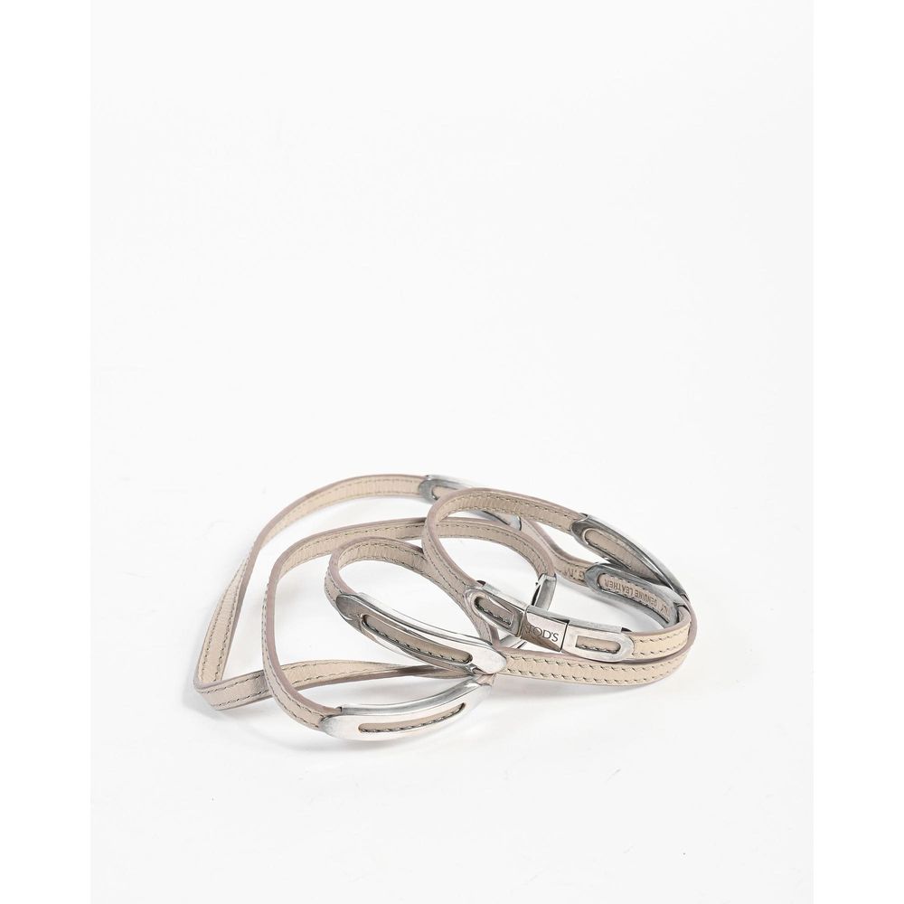 Tod's Beige Leather Bracelet in military green leather for women, made in Italy. Stylish and elegant accessory for fashion enthusiasts.