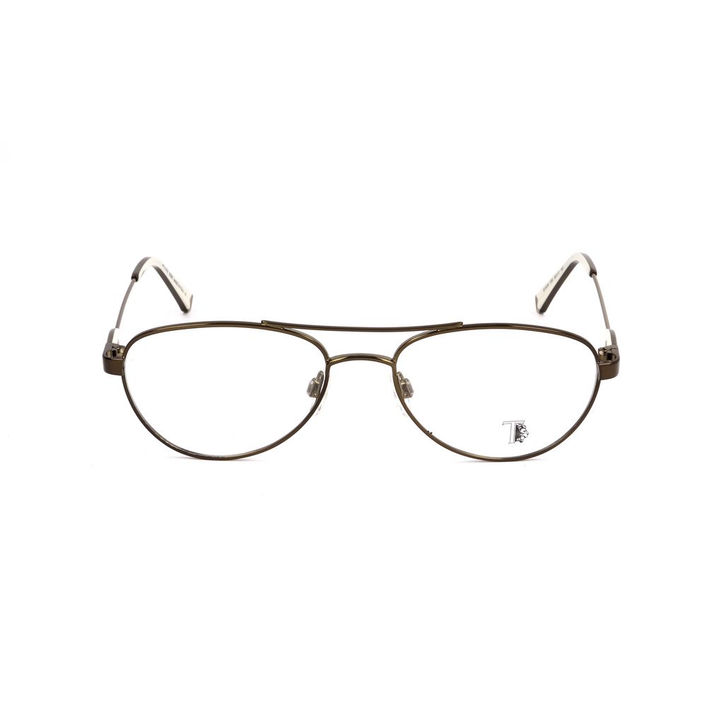 Front view of Tod's Bronze Metal Frames with clear lenses and dark bronze metal finish, size 52/17/140 mm, elegant and stylish design.