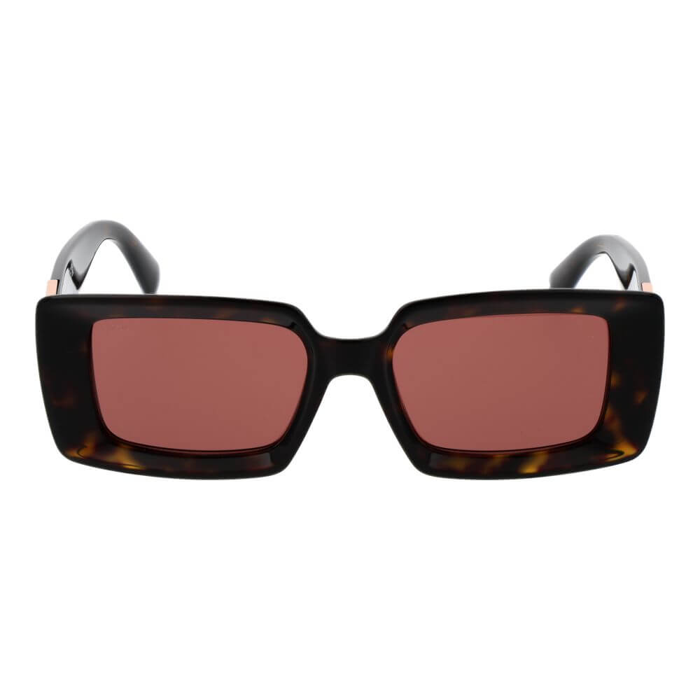Tod's Brown Acetate Sunglasses with full-rim rectangle frame, rose lenses, and 100% UVA & UVB protection, includes branded case.