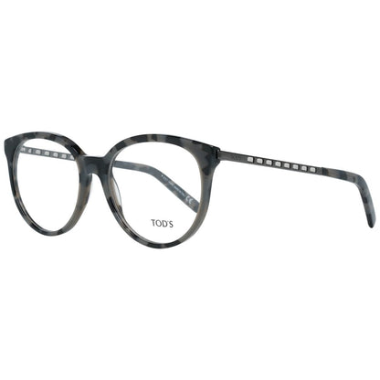 Tod's Gray Plastic Glasses (Frames) for Women with Full-Rim Round Style, 53mm Lenses Width, Demo Lenses, Grey Frame, Branded Case Included.