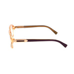 Side view of Tod's Orange Acetate Frames with brown and purple arms, showcasing acetate material.