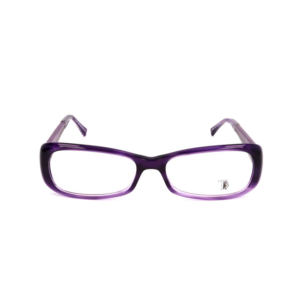 Front view of Tod's Purple Acetate Frames, featuring bright violet rectangular design with 55/16/135 mm measurements.