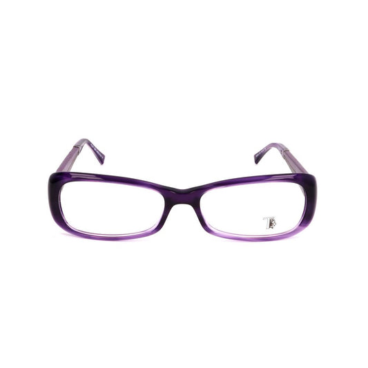 Front view of Tod's Purple Acetate Frames, featuring bright violet rectangular design with 55/16/135 mm measurements.