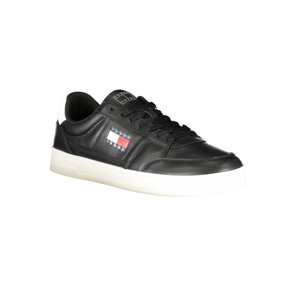 Tommy Hilfiger Black Leather Men Sneaker