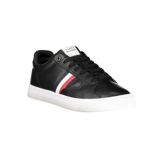 Tommy Hilfiger Black Leather Men Sneaker TO-39634-EU40/US7