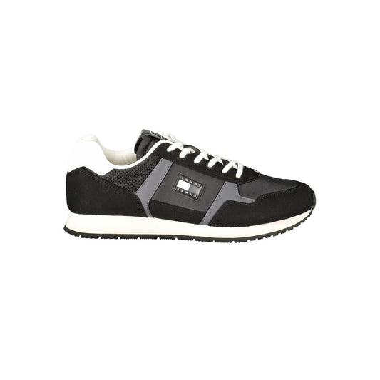 Tommy Hilfiger Black Polyester Men Sneaker with bold logo design and removable footbed for comfort