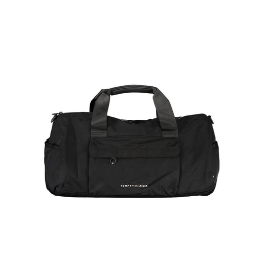 Tommy Hilfiger Black Polyester Men's Bag with adjustable strap and iconic logo.