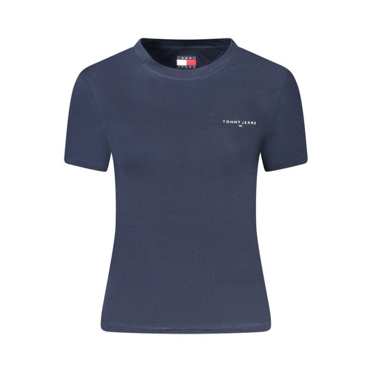 Tommy Hilfiger Blue Cotton Women T-Shirt with crew neck and logo