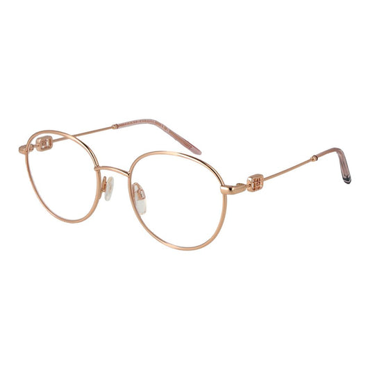 Tommy Hilfiger Gold Stainless Steel Glasses (Frames) for women, full-rim style, gold color, stainless steel frame, demo lenses.
