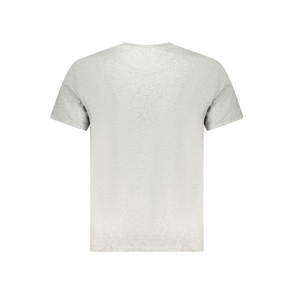 Tommy Hilfiger Gray Cotton Men T-Shirt, rear view showcasing sleek design and sustainable fabric.