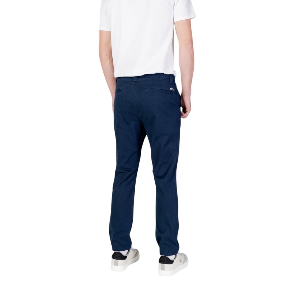 Back view of Tommy Hilfiger Jeans Blue Cotton Skinny Pants on a model, showcasing slim fit and modern style.