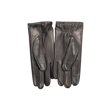 Tommy Hilfiger Nero Leather Men Glove, elegant and durable black gloves for modern style.