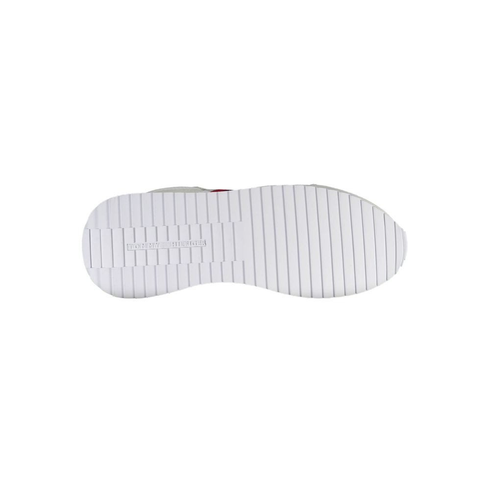 Sole view of Tommy Hilfiger White Polyester Men Sneaker with grooved design for grip and comfort