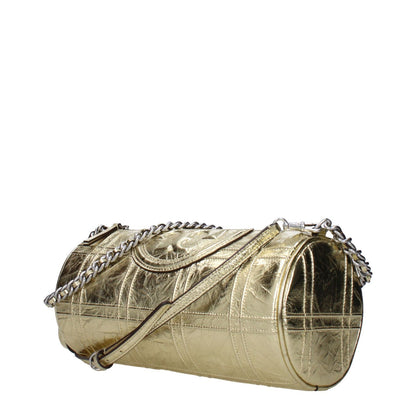 Tory Burch Gold Leather Shoulder Bag with metallic effect and chain strap, casual style, small size, MPN 152478700, zip closure.