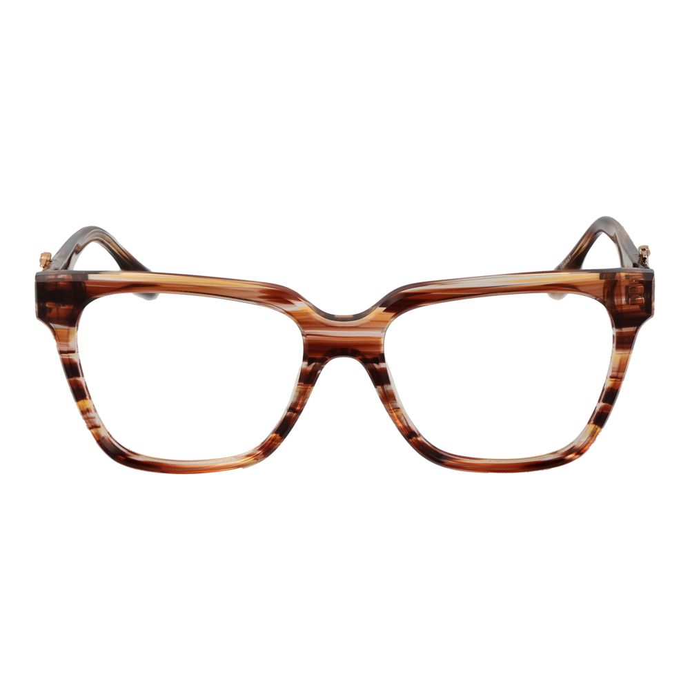 Trussardi Orange Acetate Glasses (Frames) for women, full-rim square style with demo plastic lenses, size 51-16-145.