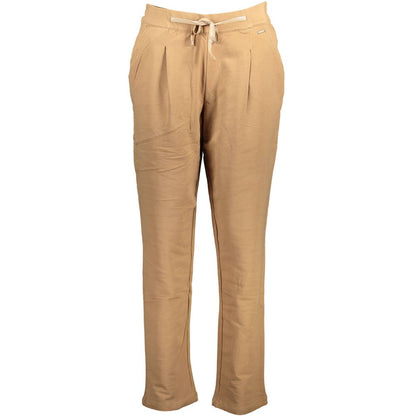 U.S. POLO ASSN. Brown Cotton Pant with elastic waistband, laces, and pockets, featuring contrasting details and logo application.