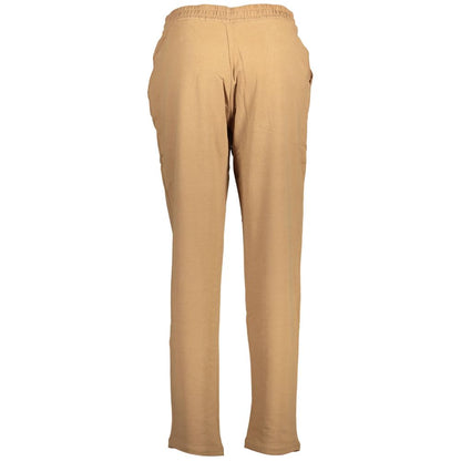 U.S. POLO ASSN. Brown Cotton Pant, sports trousers with elastic waistband, laces, 2 pockets, contrasting details, and logo application