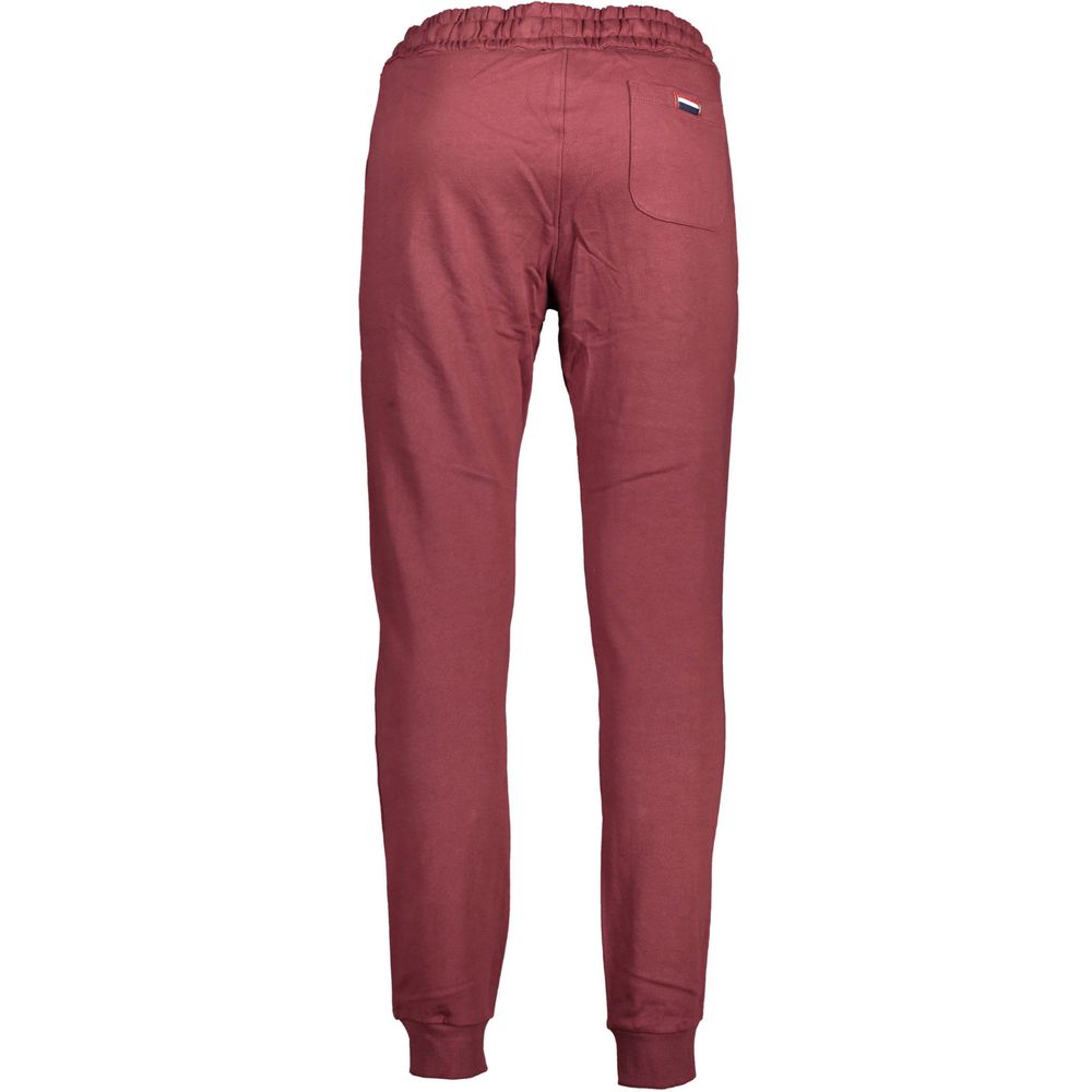 U.S. POLO ASSN. Purple Cotton Pant with elastic waistband, laces, 3 pockets, ankle cuff, and logo embroidery, rear view.