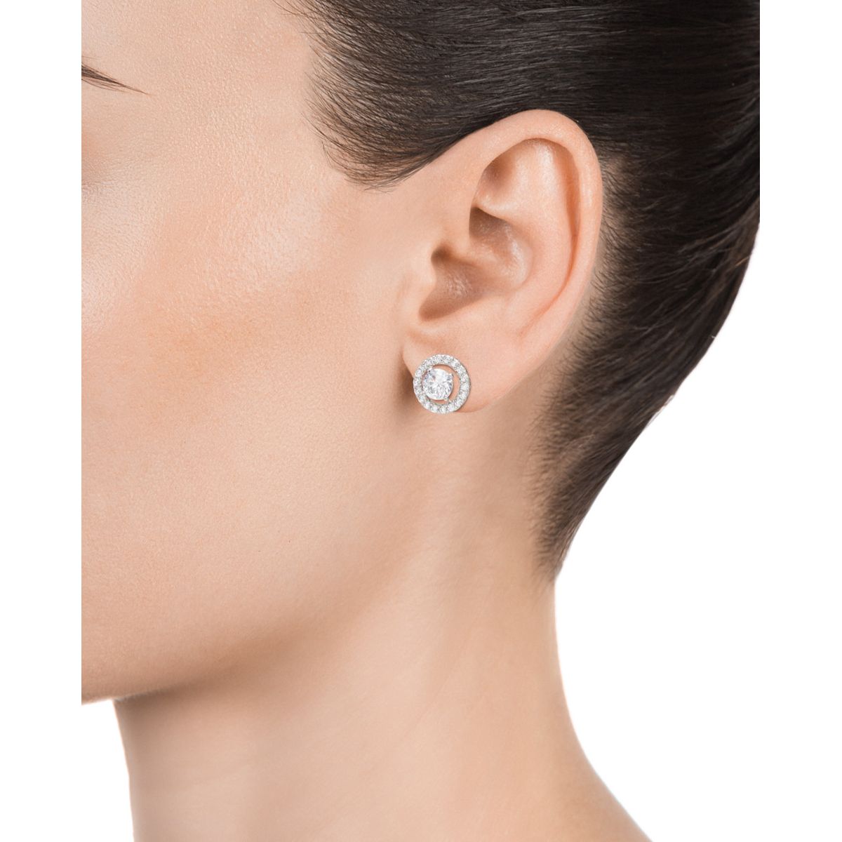 VICEROY JEWELS Mod. 13013E000-30 elegant silver lady's earrings displayed on ear, silver 925 material, offers timeless style and grace.