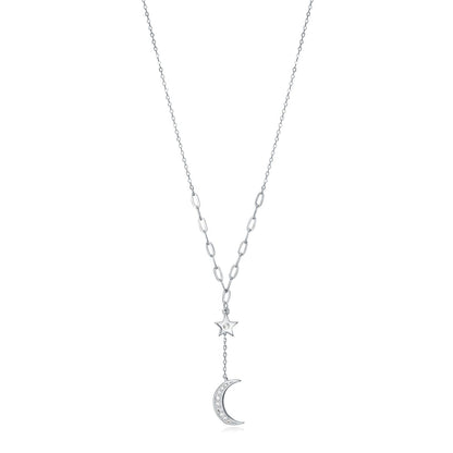 VICEROY JEWELS Mod. 13036C000-30 silver necklace for ladies with moon and star design, quartz movement, water-resistant, official box included.