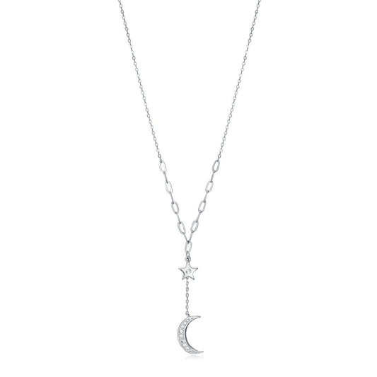 VICEROY JEWELS Mod. 13036C000-30 silver necklace for ladies with moon and star design, quartz movement, water-resistant, official box included.