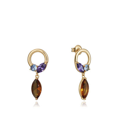 Elegant lady's earrings featuring gemstones, similar in style to VICEROY JEWELS Mod. 13101E100-39, highlighting quartz analog dia.