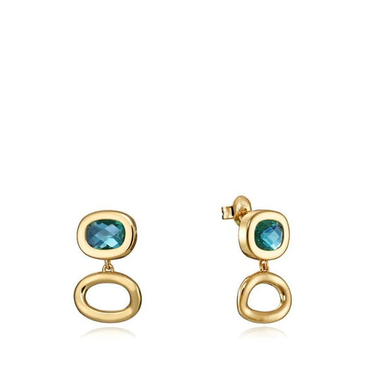 Elegant blue gemstone gold earrings with oval design