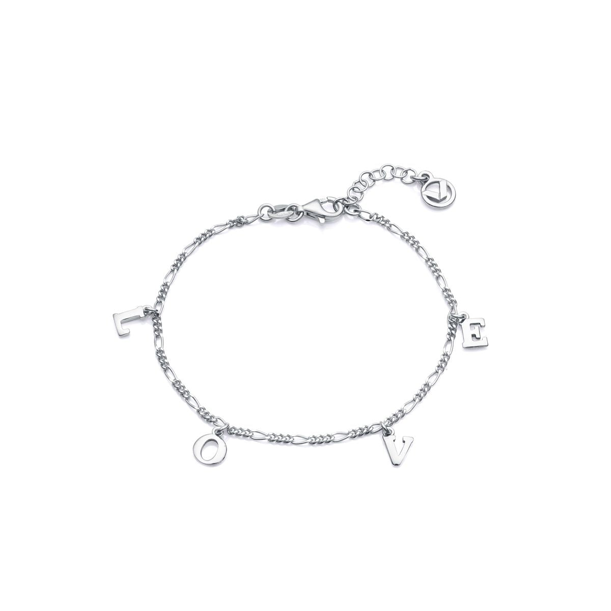 Silver bracelet with 'LOVE' letters, women's gift idea, VICEROY JEWELS Mod. 1335P000-08, quartz movement, 10 ATM water resistance.