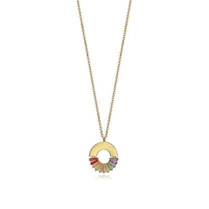 Elegant gold necklace from VICEROY JEWELS Mod. 15109C000-36 with colorful pendant for ladies, featuring Quartz Analog Dial and official packaging.