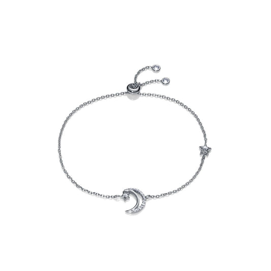 Elegant silver bracelet from VICEROY JEWELS Mod. 4123P000-38 featuring a moon and star charm, ideal for ladies, water-resistant to 5 ATM.