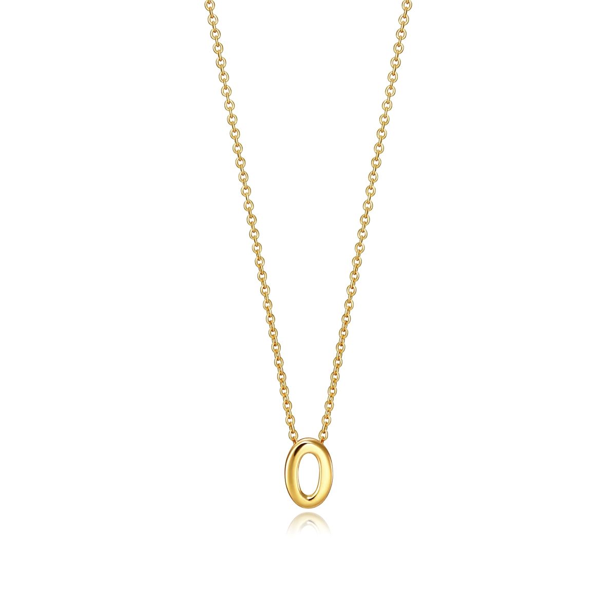 Gold necklace with a slim chain and oval pendant for women.