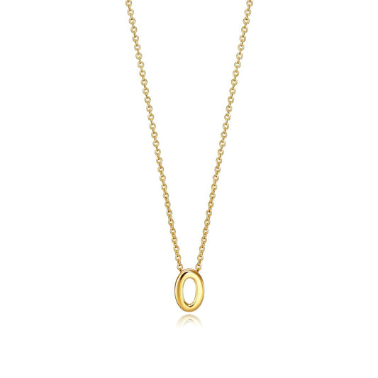 Gold necklace with a slim chain and oval pendant for women.