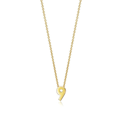 Gold necklace with number 9 pendant, elegant design for ladies by VICEROY JEWELS Mod. 61041C000-09, quartz movement, water-resistant.