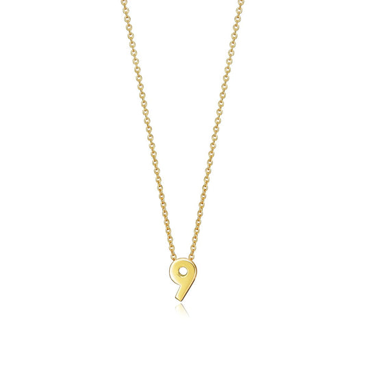 Gold necklace with number 9 pendant, elegant design for ladies by VICEROY JEWELS Mod. 61041C000-09, quartz movement, water-resistant.