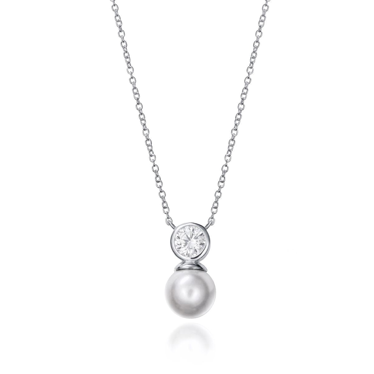VICEROY JEWELS Mod. 71047C000-68 silver necklace with pearl and crystal pendant for ladies, quartz movement, official packaging