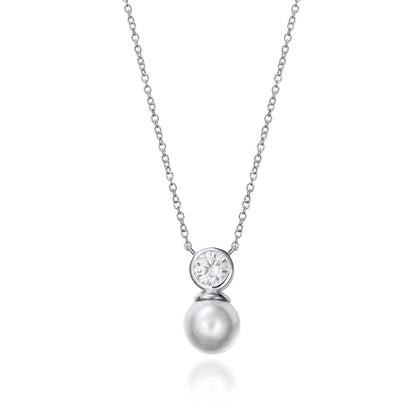 VICEROY JEWELS Mod. 71047C000-68 silver necklace with pearl and crystal pendant for ladies, quartz movement, official packaging